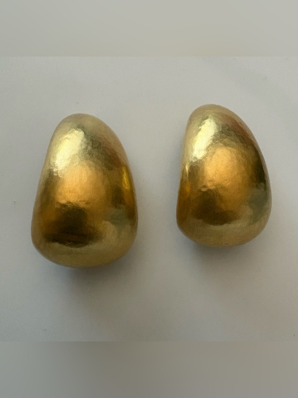 Les Bernard Signed Vintage 1980s Gold Clip-On Earrings | Sculptural Brushed Gold